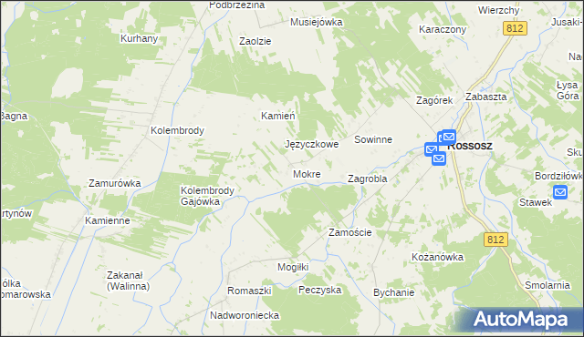 mapa Mokre gmina Rossosz, Mokre gmina Rossosz na mapie Targeo