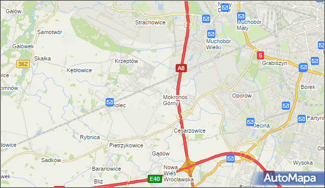 mapa Mokronos Górny, Mokronos Górny na mapie Targeo