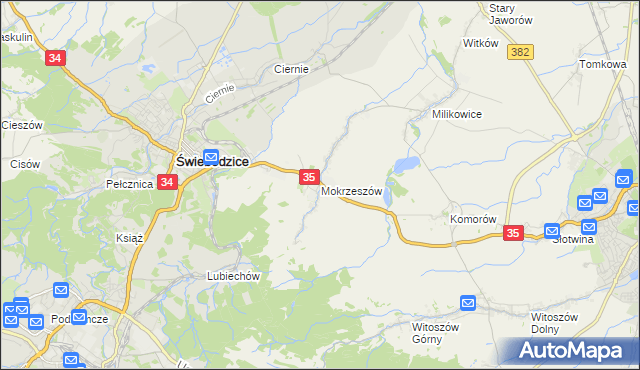 mapa Mokrzeszów, Mokrzeszów na mapie Targeo