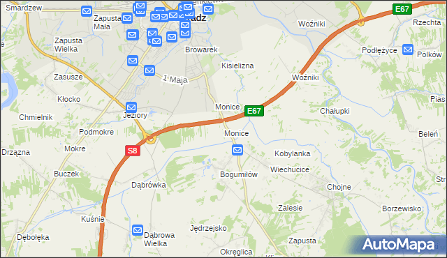 mapa Monice, Monice na mapie Targeo