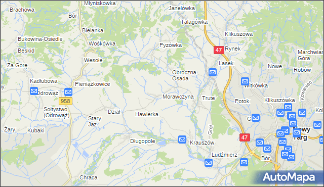 mapa Morawczyna, Morawczyna na mapie Targeo