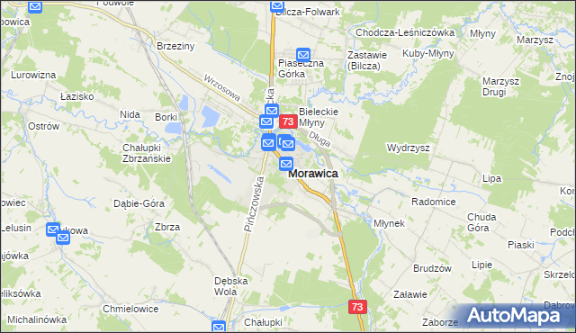 mapa Morawica powiat kielecki, Morawica powiat kielecki na mapie Targeo