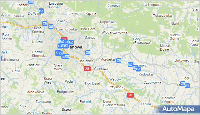 mapa Mordarka, Mordarka na mapie Targeo
