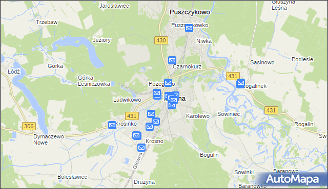 mapa Mosina powiat poznański, Mosina powiat poznański na mapie Targeo