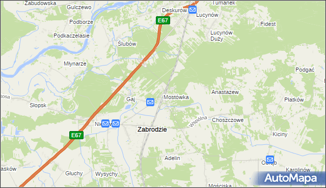 mapa Mostówka gmina Zabrodzie, Mostówka gmina Zabrodzie na mapie Targeo