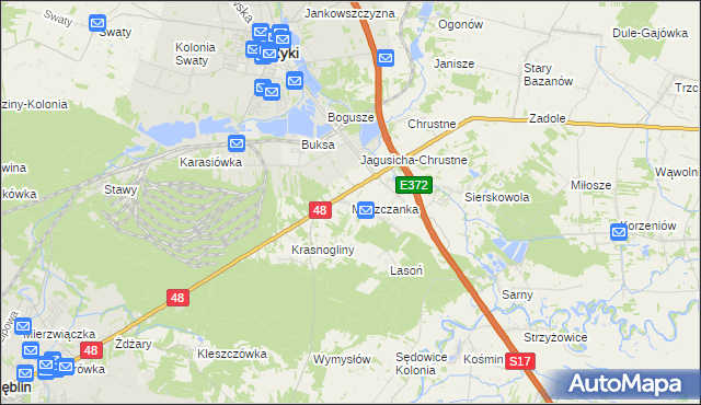 mapa Moszczanka gmina Ryki, Moszczanka gmina Ryki na mapie Targeo