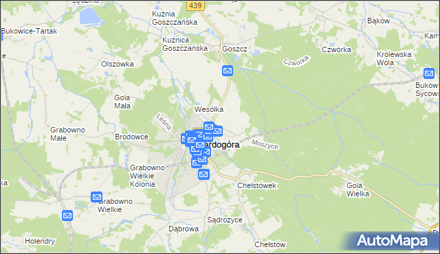 mapa Moszyce, Moszyce na mapie Targeo