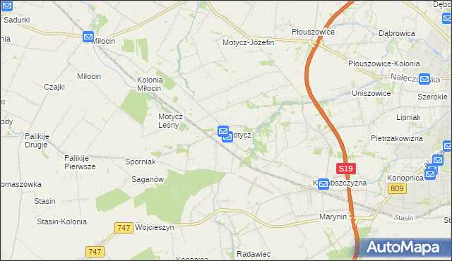 mapa Motycz, Motycz na mapie Targeo