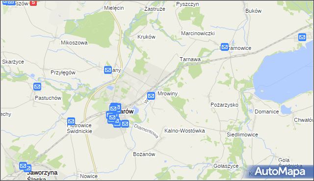 mapa Mrowiny gmina Żarów, Mrowiny gmina Żarów na mapie Targeo