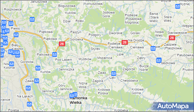 mapa Mszalnica, Mszalnica na mapie Targeo