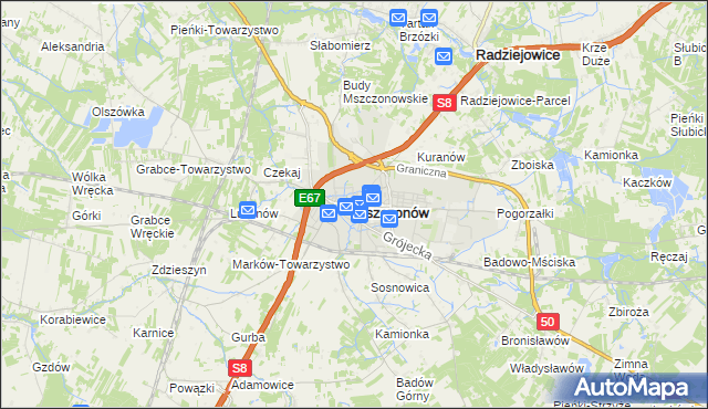 mapa Mszczonów, Mszczonów na mapie Targeo