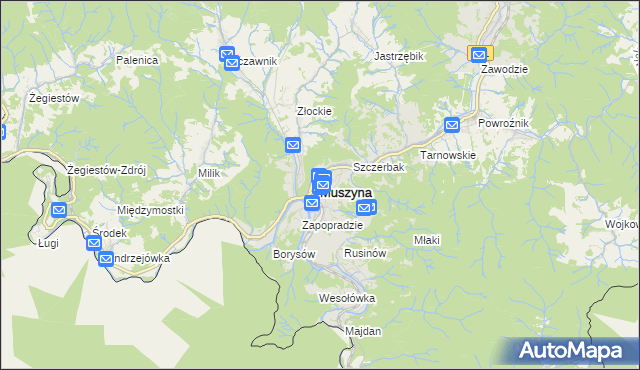 mapa Muszyna, Muszyna na mapie Targeo