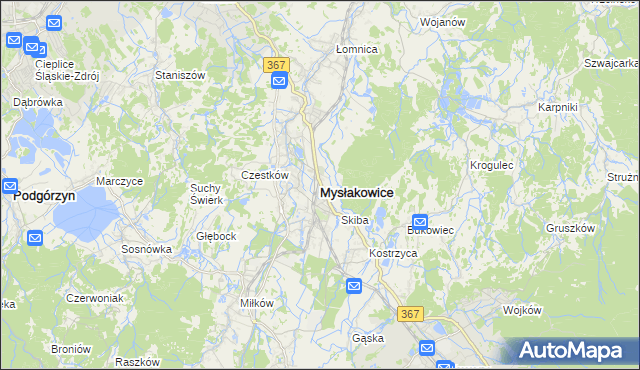 mapa Mysłakowice, Mysłakowice na mapie Targeo