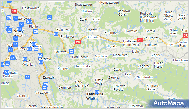 mapa Mystków, Mystków na mapie Targeo