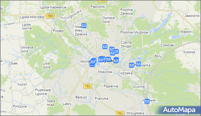 mapa Myszków, Myszków na mapie Targeo