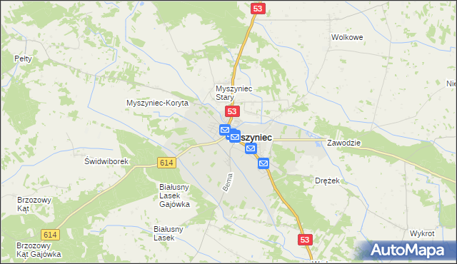 mapa Myszyniec, Myszyniec na mapie Targeo