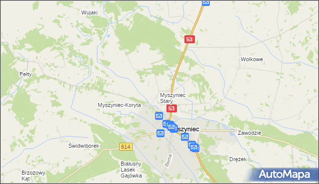 mapa Myszyniec Stary, Myszyniec Stary na mapie Targeo