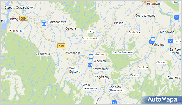 mapa Nadolany, Nadolany na mapie Targeo