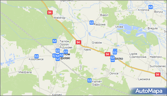 mapa Nakło gmina Tarnów Opolski, Nakło gmina Tarnów Opolski na mapie Targeo