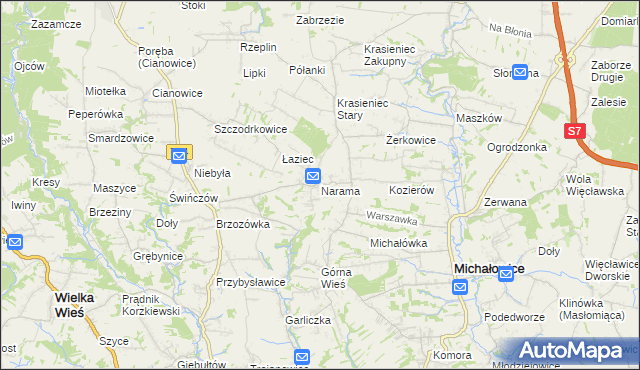 mapa Narama, Narama na mapie Targeo