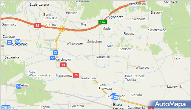 mapa Naramice, Naramice na mapie Targeo