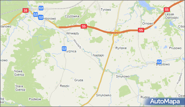 mapa Nastajki, Nastajki na mapie Targeo