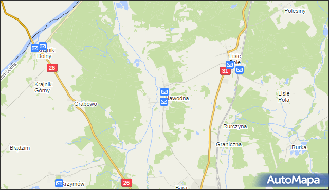 mapa Nawodna, Nawodna na mapie Targeo