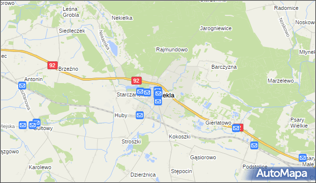 mapa Nekla powiat wrzesiński, Nekla powiat wrzesiński na mapie Targeo