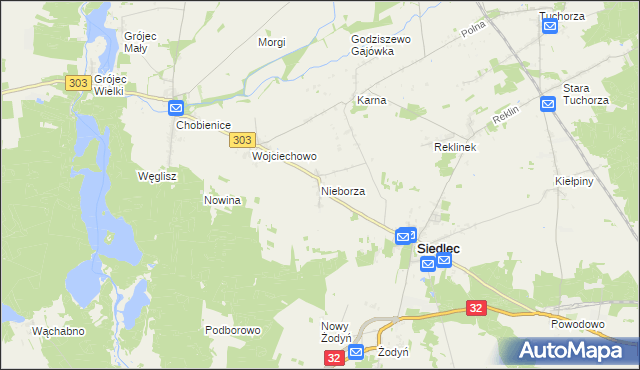 mapa Nieborza, Nieborza na mapie Targeo