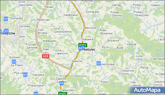 mapa Niebylec, Niebylec na mapie Targeo