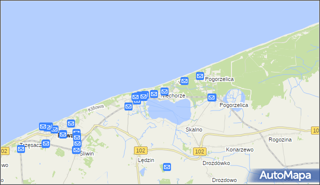 mapa Niechorze, Niechorze na mapie Targeo