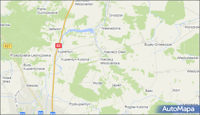 mapa Nieciecz Włościańska, Nieciecz Włościańska na mapie Targeo