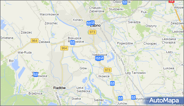 mapa Niedomice, Niedomice na mapie Targeo