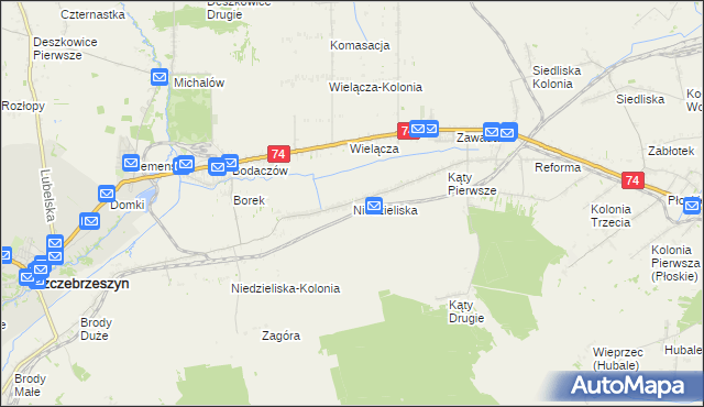 mapa Niedzieliska gmina Szczebrzeszyn, Niedzieliska gmina Szczebrzeszyn na mapie Targeo