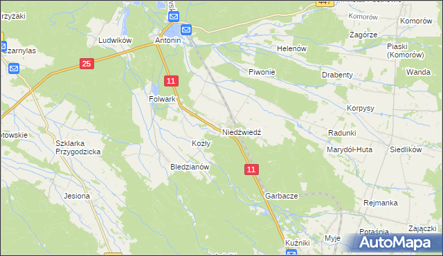 mapa Niedźwiedź gmina Ostrzeszów, Niedźwiedź gmina Ostrzeszów na mapie Targeo