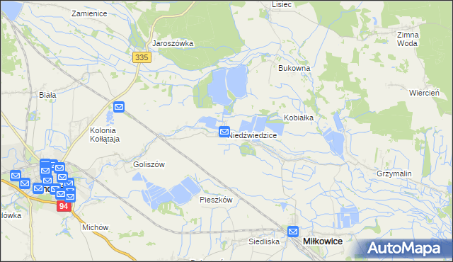 mapa Niedźwiedzice, Niedźwiedzice na mapie Targeo