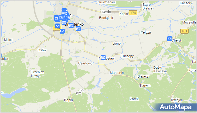 mapa Niegosław, Niegosław na mapie Targeo