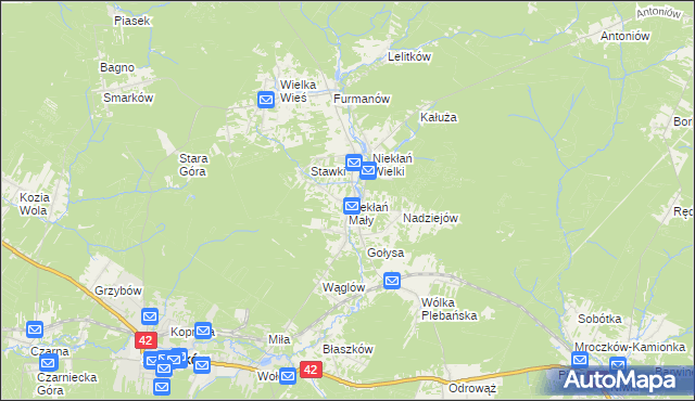mapa Niekłań Mały, Niekłań Mały na mapie Targeo