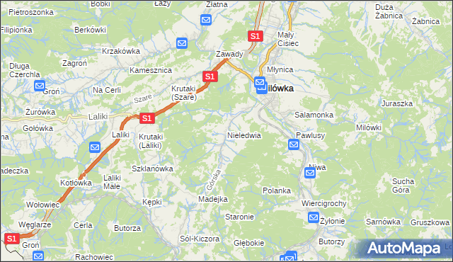 mapa Nieledwia, Nieledwia na mapie Targeo