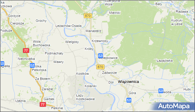 mapa Nielepkowice, Nielepkowice na mapie Targeo