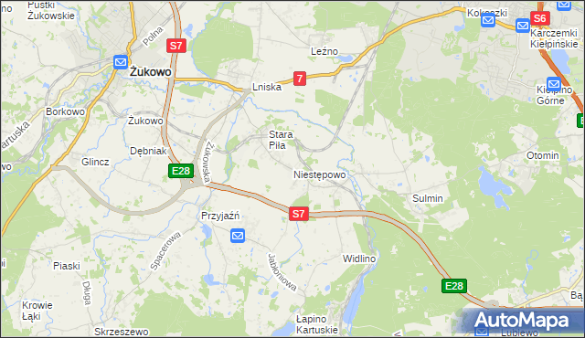 mapa Niestępowo, Niestępowo na mapie Targeo