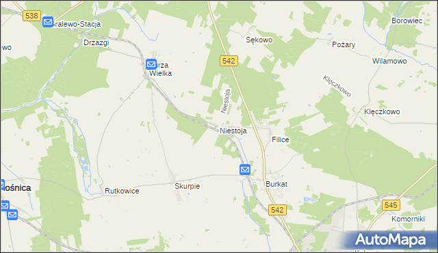 mapa Niestoja, Niestoja na mapie Targeo