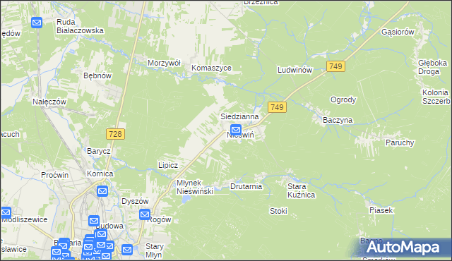 mapa Nieświń, Nieświń na mapie Targeo