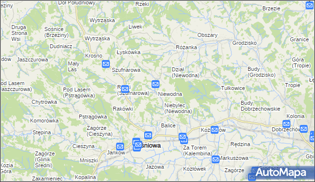 mapa Niewodna, Niewodna na mapie Targeo