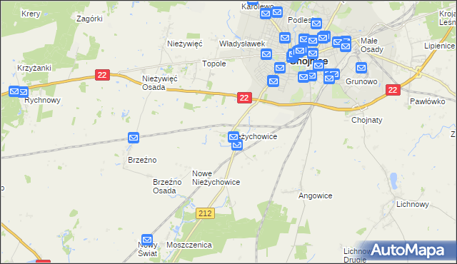 mapa Nieżychowice, Nieżychowice na mapie Targeo