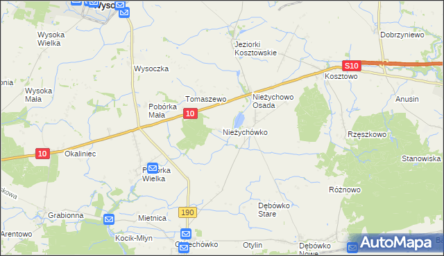 mapa Nieżychówko, Nieżychówko na mapie Targeo