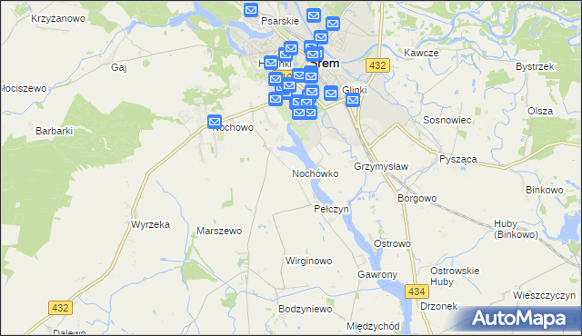 mapa Nochówko, Nochówko na mapie Targeo