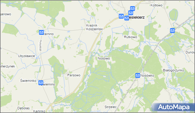 mapa Nosowo gmina Biesiekierz, Nosowo gmina Biesiekierz na mapie Targeo