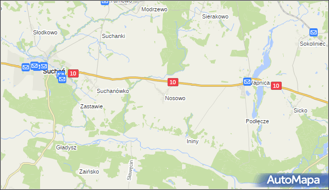 mapa Nosowo gmina Suchań, Nosowo gmina Suchań na mapie Targeo