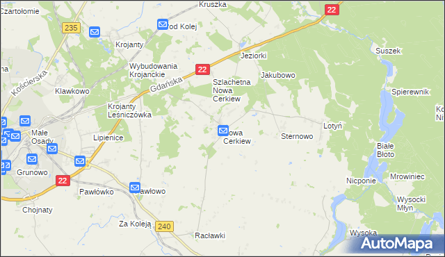 mapa Nowa Cerkiew gmina Chojnice, Nowa Cerkiew gmina Chojnice na mapie Targeo